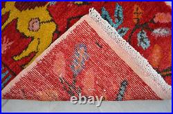 Vintage Small Rug MAT Hand Knotted Lions Pattern Turkish Mat rug 1'9 x 3'7