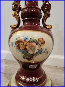 Vintage Sovvall Victorian Hand Painted Flower Lamp 20 Tall