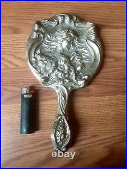 Vintage Sterling Silver Lady Sunflowers Hand Mirror Mirror Needs to be Replace