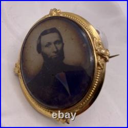 Vintage Victorian 14k GF Daguerreotype Mourning Brooch Engraved 1857 Vintage Victorian 14k GF Daguerreotype Mourning Brooch Engraved 1857