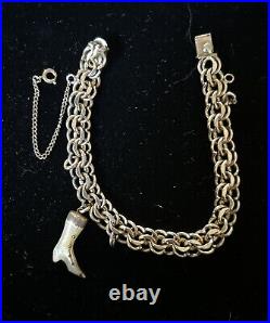 Vintage & Victorian Antique hand carved MOP boot charm/BB GF link charm bracelet