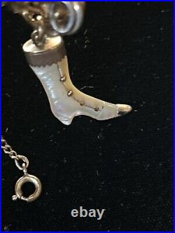 Vintage & Victorian Antique hand carved MOP boot charm/BB GF link charm bracelet