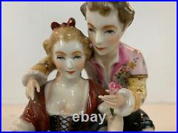 Vintage Victorian Courting Couple Hand Painted Porcelain Figurine