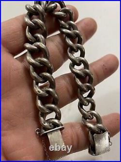 Vintage Victorian Curb Link Hollow Link Hand Engraved Sterling Silver. 925