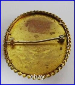 Vintage Victorian Edwardian Hand Painted Lady Portrait Brooch Antique Pin