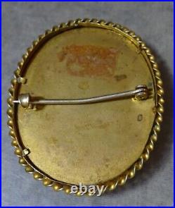 Vintage Victorian Edwardian Hand Painted Lady Portrait Brooch Antique Pin