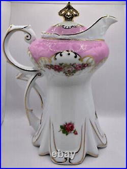 Vintage Victorian Fine Porcelain Hand Painted Teapot Set (10 Pieces)