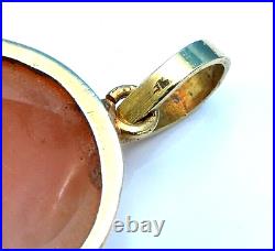 Vintage Victorian Hand Carved Shell Cameo Brooch Pendant 18K Yellow Gold Jewelry
