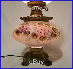 Vintage Victorian Hand Painted Floral Parlor Banquet GWTW Table Lamp Repro