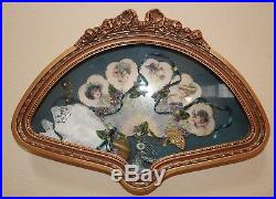 Vintage Victorian Ladies Hand Fan Framed in Custom Shadow Box, Hand Painted