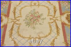 Vintage Victorian Style Aubusson France Area Rug 9'x15' Hand-knotted Wool Carpet
