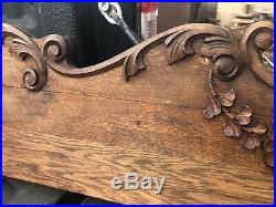 Vintage c1890/1900 oak furniture pediment hand carved detail 47 x 12 x. 75
