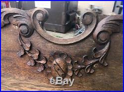 Vintage c1890/1900 oak furniture pediment hand carved detail 47 x 12 x. 75