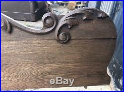 Vintage c1890/1900 oak furniture pediment hand carved detail 47 x 12 x. 75