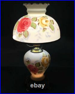 Vintage glass lamp. Victorian. Hand painted shade and base. Light-up base