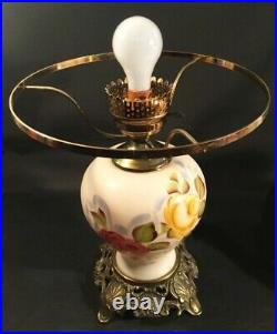 Vintage glass lamp. Victorian. Hand painted shade and base. Light-up base