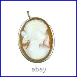 Vtg Antique Victorian 800 Silver Hand Carved Shell Coral Cameo Pendant Brooch