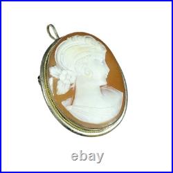 Vtg Antique Victorian 800 Silver Hand Carved Shell Coral Cameo Pendant Brooch