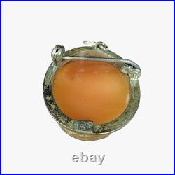 Vtg Antique Victorian 800 Silver Hand Carved Shell Coral Cameo Pendant Brooch