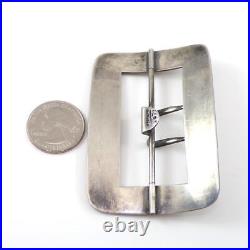 Vtg Antique Victorian Hand Chased Sterling Silver Floral Large Belt Buckle LHL4