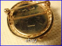 Vtg Hand Painted Cameo Portrait Celluloid Victorian Lady Pin Brooch 1/20 12K GF