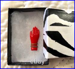 Vtg Red Victorian Human Hand Shaped Pin Brooch with bracelets Celluloid Bakelite