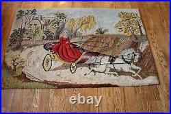 Vtg. Signed Hand Hooked Folk Art Rug/Tapestry