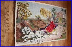 Vtg. Signed Hand Hooked Folk Art Rug/Tapestry