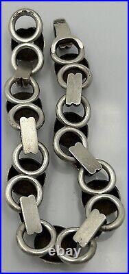 Vtg Victorian Hand Chanced. 800 Silver Orb Chain Link Bracelet Sterling FZ