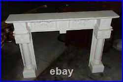 WHITE HAND CARVED FIREPLACE MANTEL 51 LONG X 36 Tall X 9 WIDE