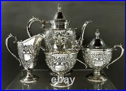 Whiting Sterling Tea Set c1920 HAND DECORATED