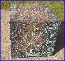 WoW! Primitive Hand Tooled Antique Victorian Ceiling Tin Tile Table Cottage Chic