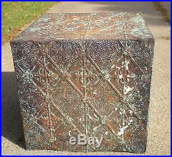 WoW! Primitive Hand Tooled Antique Victorian Ceiling Tin Tile Table Cottage Chic