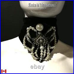 Woman jewelry victorian choker pearl collar collier necklace black velvet gothic