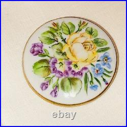 Yellow Rose of Texas Floral Bouquet Hand Painted Porcelain Antique Vtg Brooch